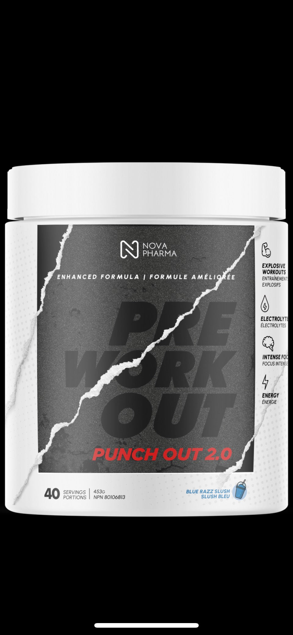 Punch out 2.0 Pré -workout  Blue Razz Slush